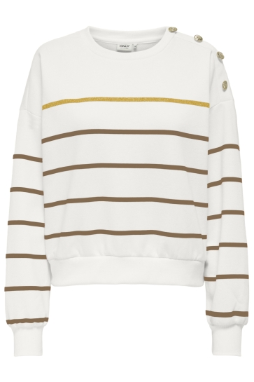 Only Trui ONLUMA L/S O-NECK STRIPES CS SWT 15353047 CLOUD DANCER/GOLD GLITT