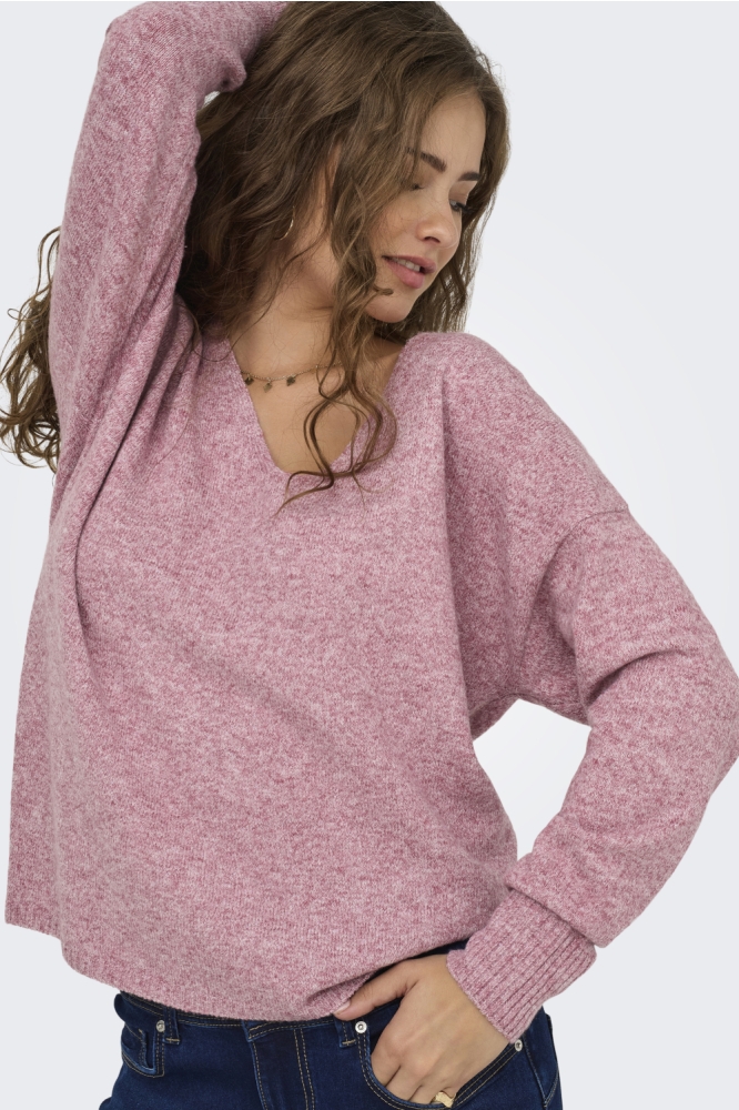 Only roze dames trui | Model vooraanzicht