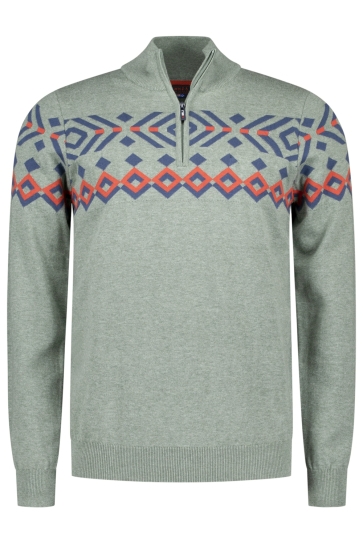 NZA Trui PULLOVER HALF ZIP 25GN481 1797 Soft Green Melange