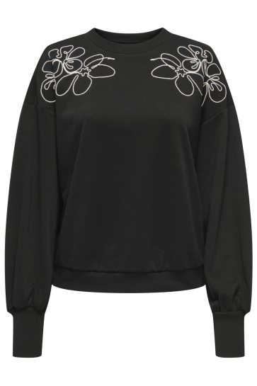 Only Trui ONLBROOKE L/S O-NECK DETAIL SWT NOO 15363824 Black/Ecru draw