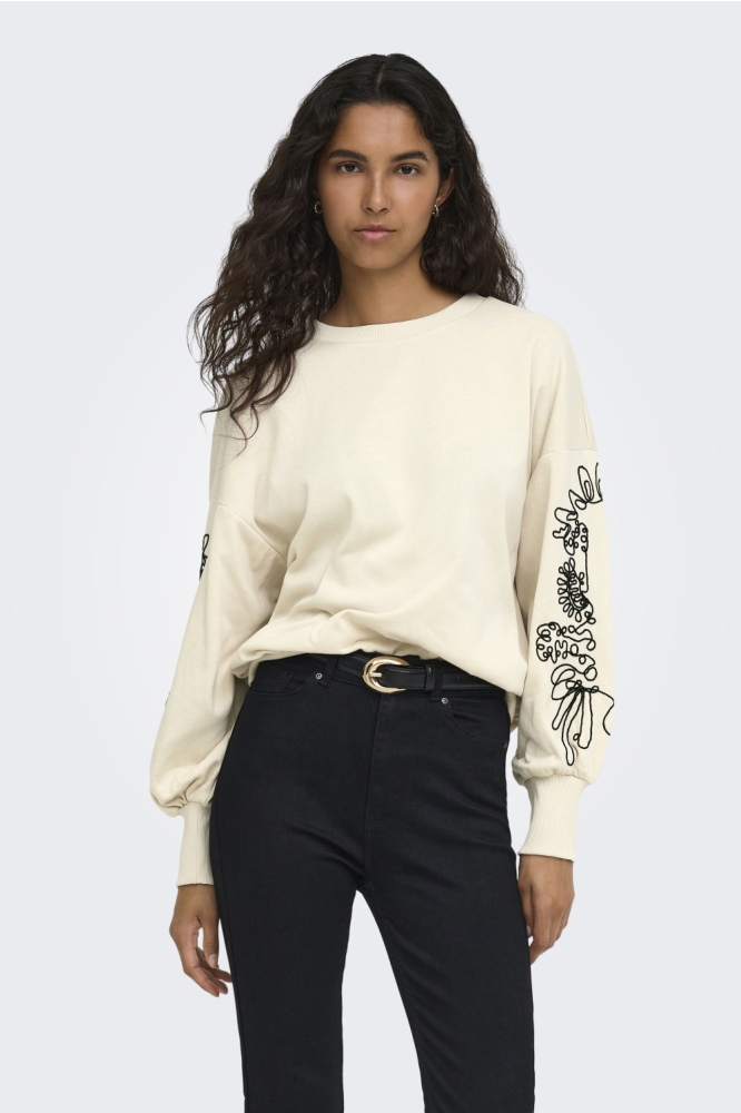 Only beige dames sweater | Model vooraanzicht