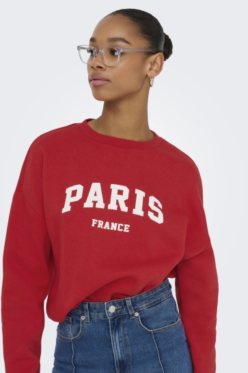 Only onlsweat life l/s crew o.size state Rood