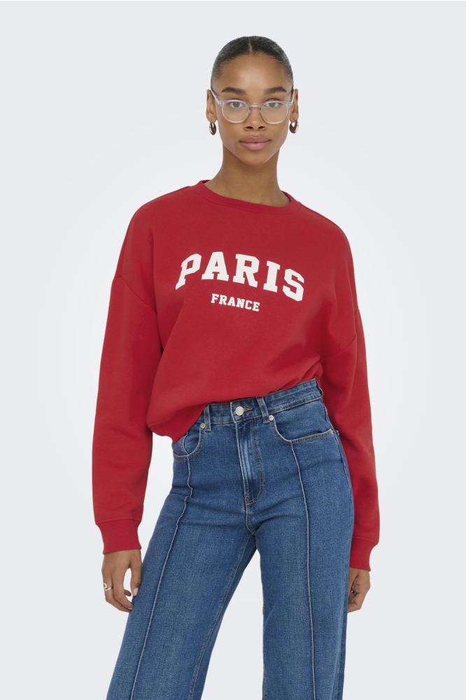 Only rode dames sweater | Model vooraanzicht