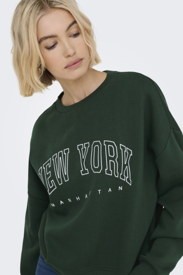 Only onlsweat life l/s crew o.size state Groen