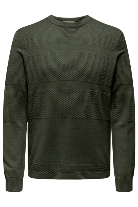 Only & Sons groene heren trui | Vooraanzicht
