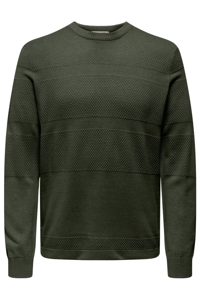 Only & Sons groene heren trui | Vooraanzicht