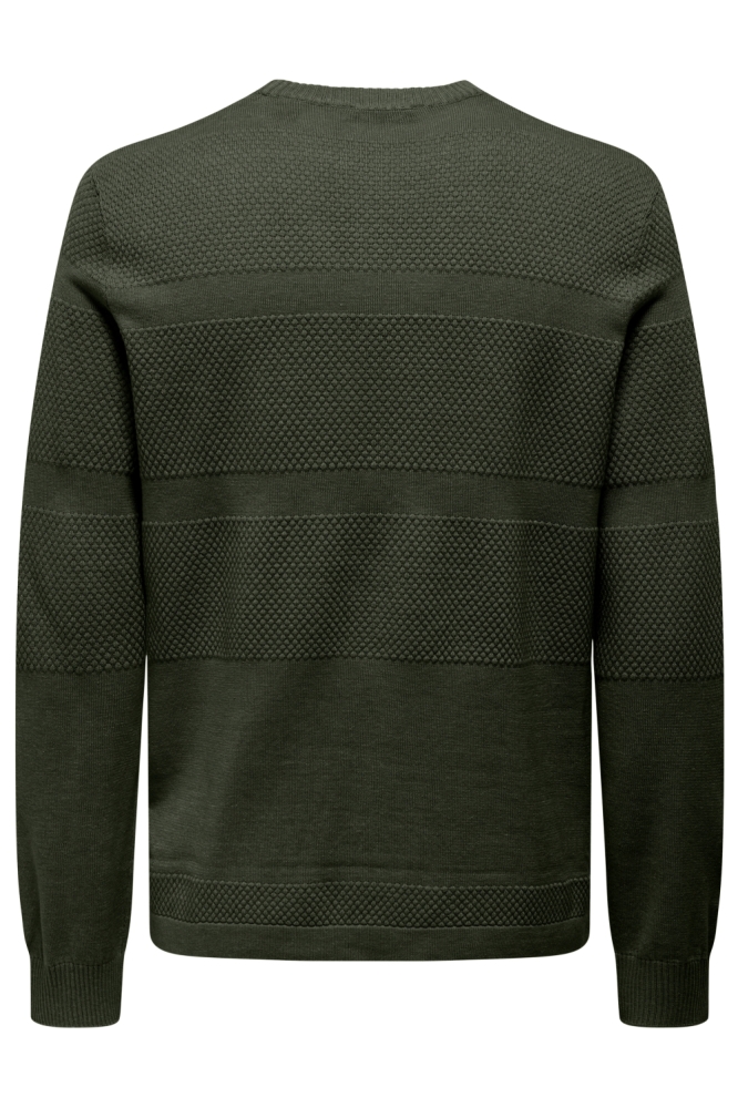 Only & Sons groene heren trui | Achteraanzicht