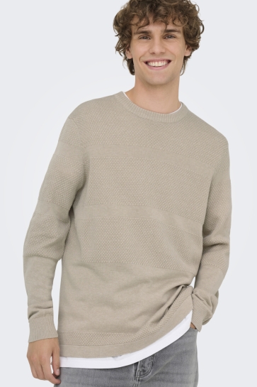 Only & Sons Trui ONSMALIK REG 12 PINAPLE CREW KNIT N 22033298 SILVER LINING