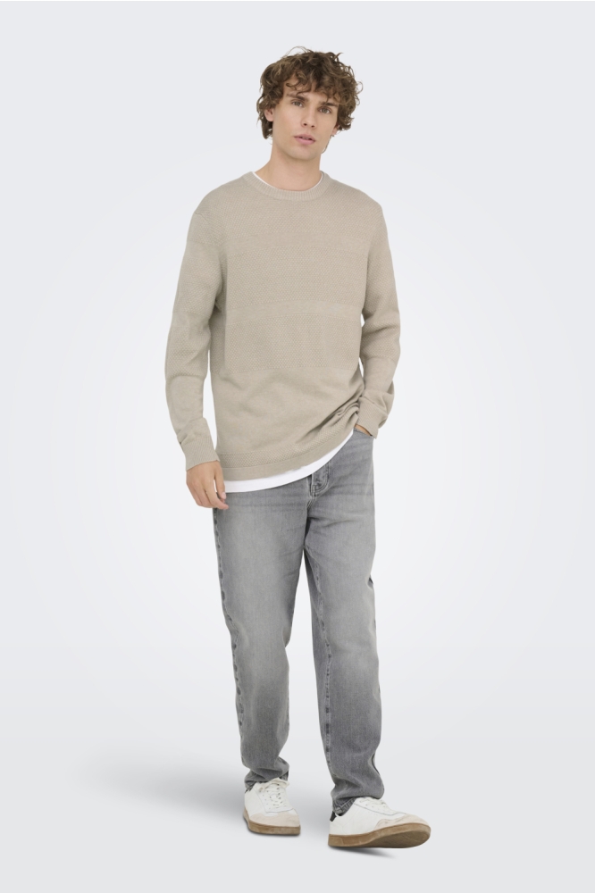 Only & Sons beige heren trui | Model
