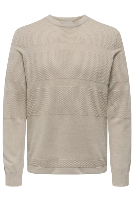 Only & Sons beige heren trui | Vooraanzicht