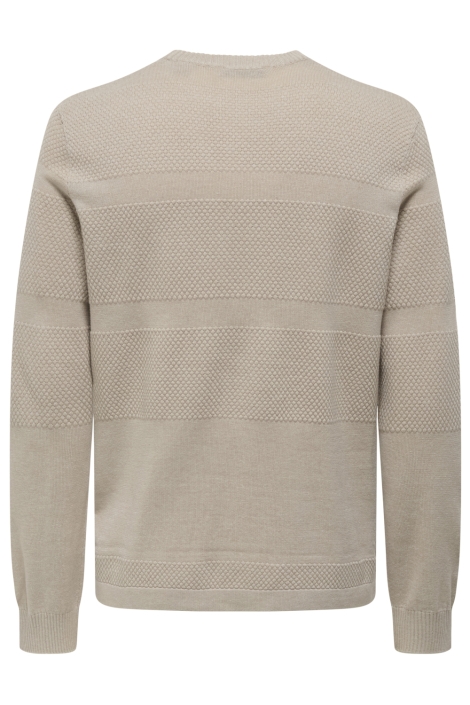 Only & Sons beige heren trui | Achteraanzicht
