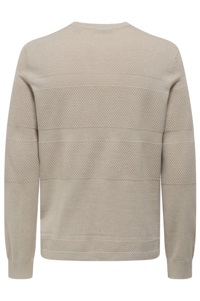 Only & Sons beige heren trui | Achteraanzicht