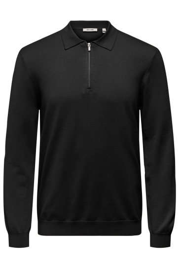 Only & Sons Trui ONSWYLER LIFE REG 14 HALF ZIP POLO 22034225 Black