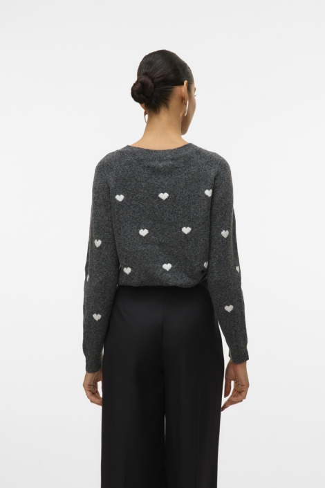 Vero Moda grijze dames trui | Model achteraanzicht
