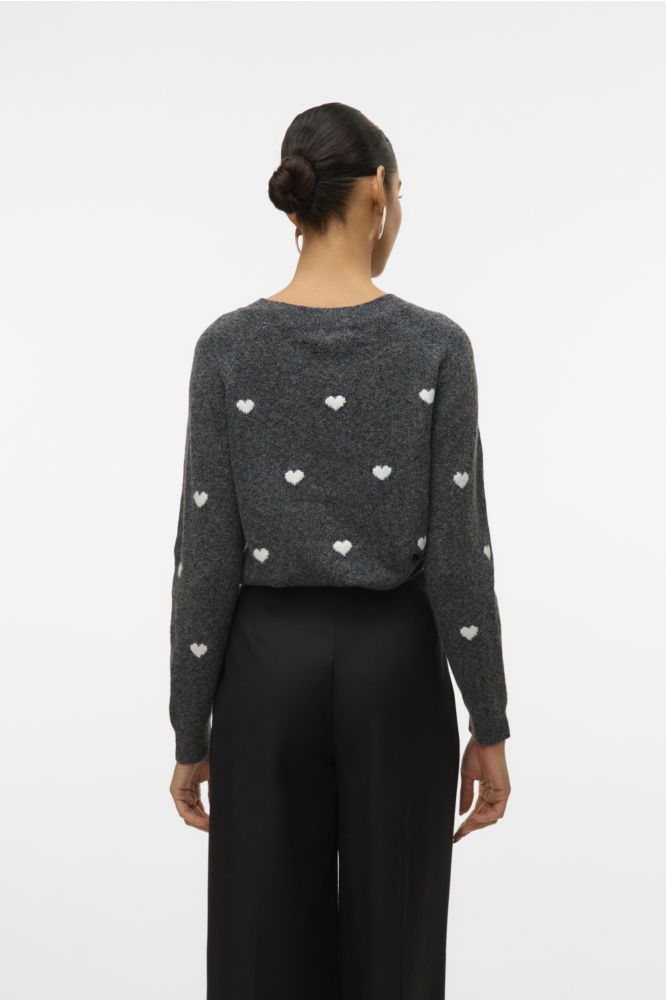 Vero Moda grijze dames trui | Model achteraanzicht
