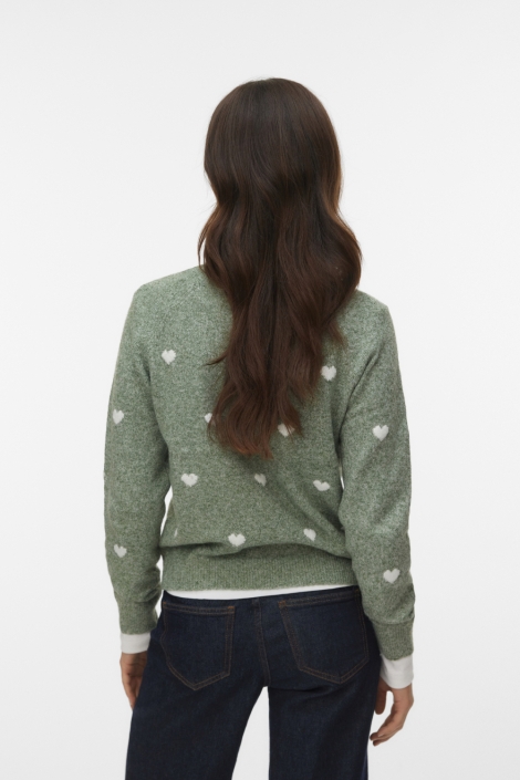 Vero Moda groene dames trui | Model achteraanzicht
