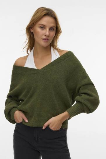 Vero Moda Trui VMBOOM LS V-NECK PULLOVER NOOS 10331761 Cypress/MELANGE