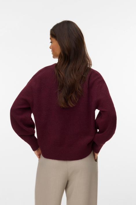 Vero Moda bordeaux dames trui | Model achteraanzicht