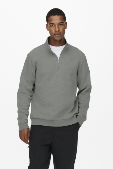 Only & Sons Trui ONSCERES HALF ZIP SWEAT NOOS 22019055 CASTOR GRAY