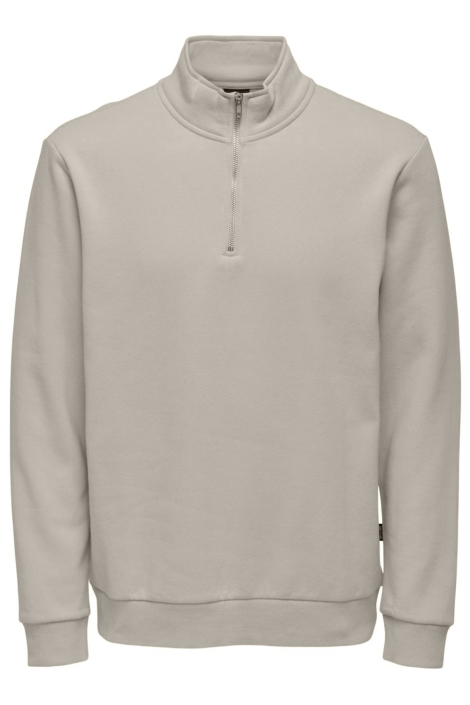 Only & Sons beige heren sweater | Vooraanzicht