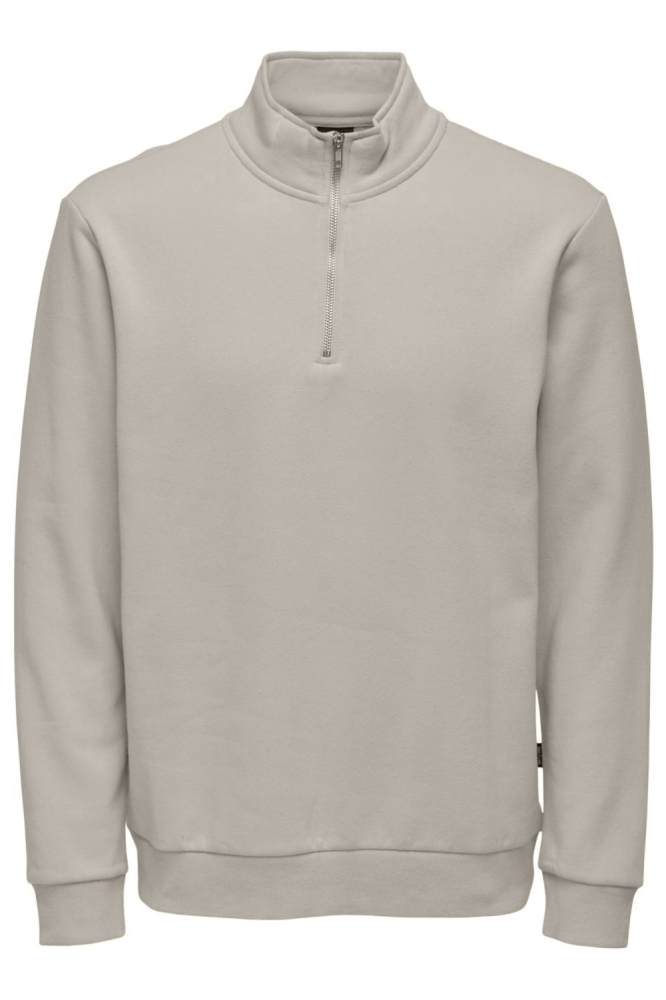 Only & Sons beige heren sweater | Vooraanzicht