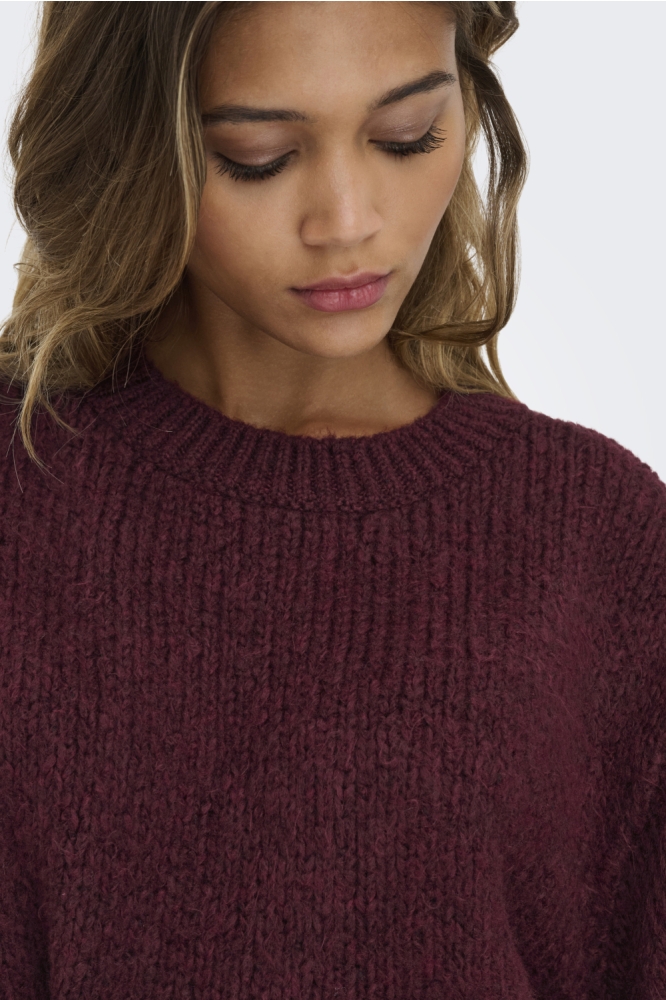 Jacqueline de Yong bordeaux dames trui | Close up