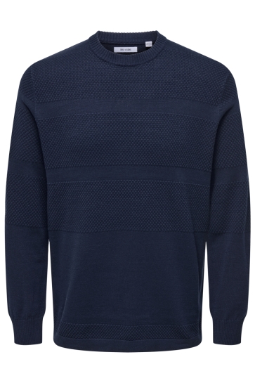 Only & Sons Trui ONSMALIK REG 12 PINAPLE CREW KNIT N 22033298 NAVY BLAZER