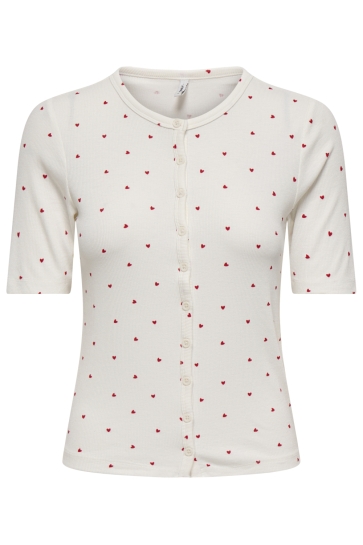 Only ONLNORA S/S CARDIGAN CS JRS 15370932 CLOUD DANCER/HEARTS