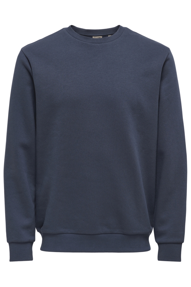 Only & Sons blauwe heren sweater | Vooraanzicht