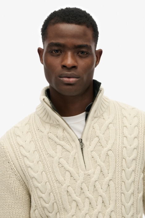 Superdry ecru heren trui | Close up