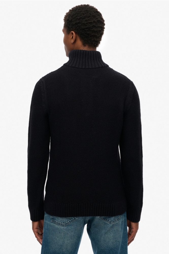 Superdry blauwe heren trui | Model achteraanzicht