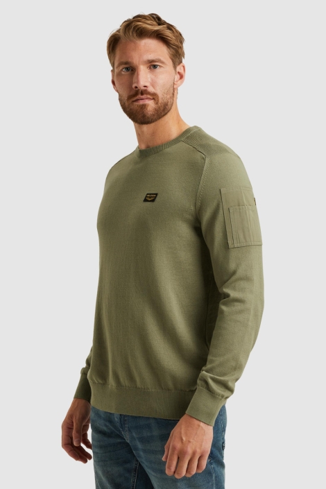 PME legend groene heren trui | Model zijaanzicht