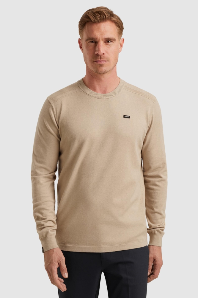 Vanguard beige heren trui | Model vooraanzicht