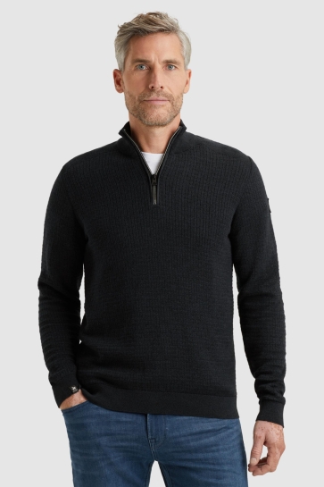Vanguard half zip collar cotton mouline Blauw