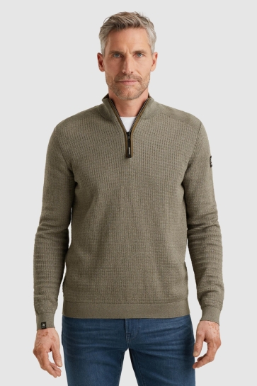 Vanguard half zip collar cotton mouline Groen