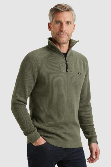 Vanguard half zip collar cotton structure Groen