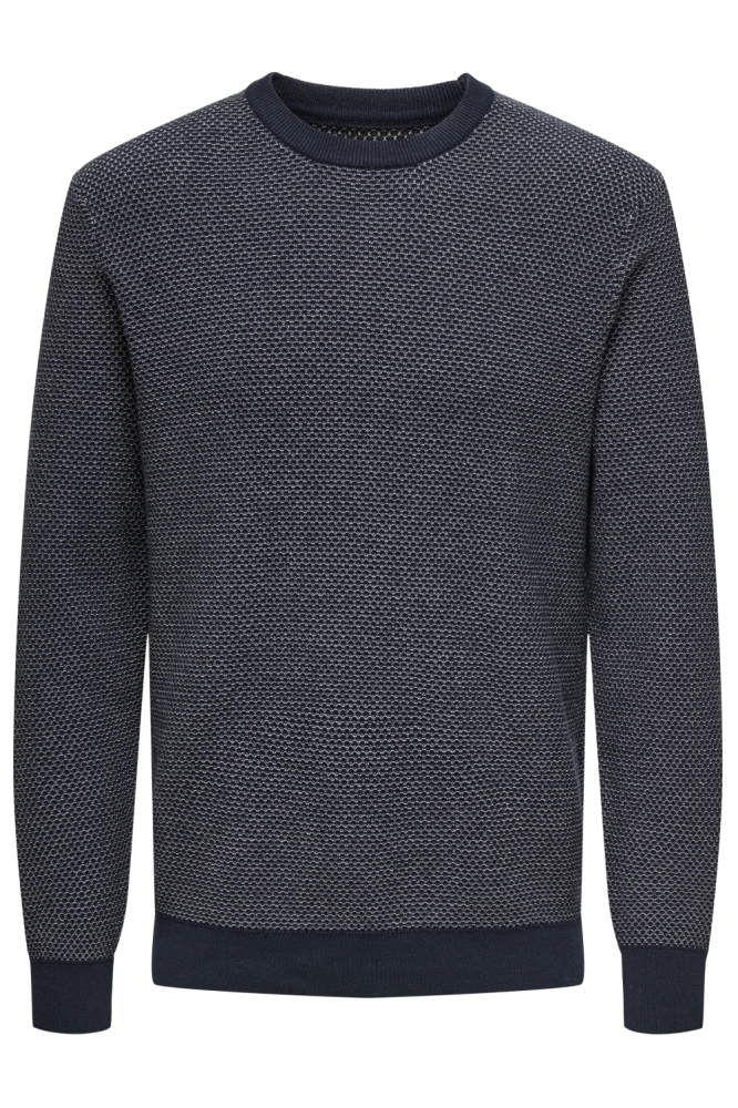 Only & Sons blauwe heren trui | Vooraanzicht