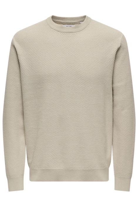 Only & Sons beige heren trui | Vooraanzicht