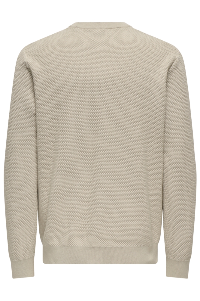 Only & Sons beige heren trui | Achteraanzicht