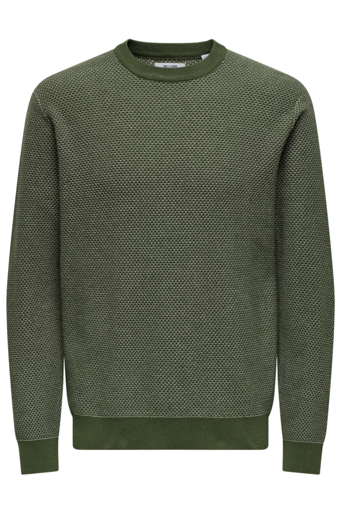 Only & Sons groene heren trui | Vooraanzicht
