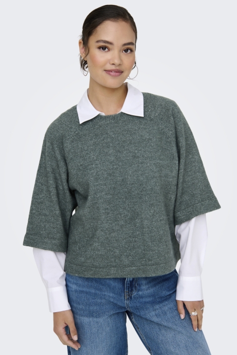 Only groene dames trui | Model vooraanzicht