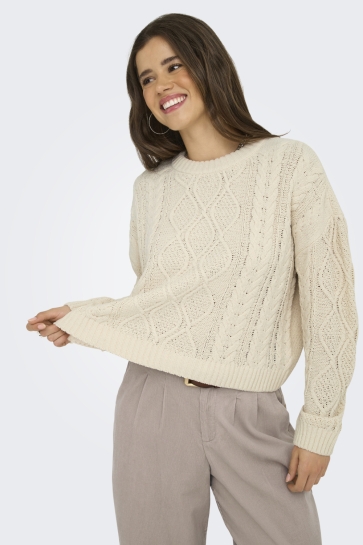 Only ONLELLY LIFE LS CABLE O-NECK CC KNT 15351234 Birch