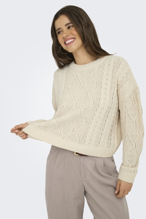 Only beige dames trui | Model vooraanzicht