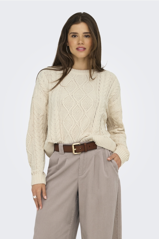 Only beige dames trui | Model vooraanzicht