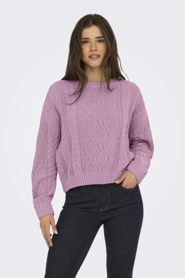 Only ONLELLY LIFE LS CABLE O-NECK CC KNT 15351234 Mauve Mist