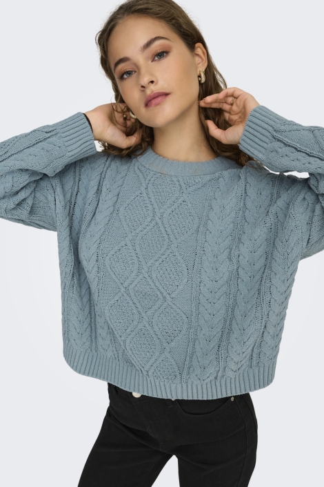 Only blauwe dames trui | Model vooraanzicht