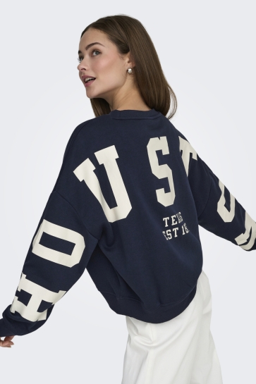 Only onlsweat l/s back/sleeve print swt Blauw