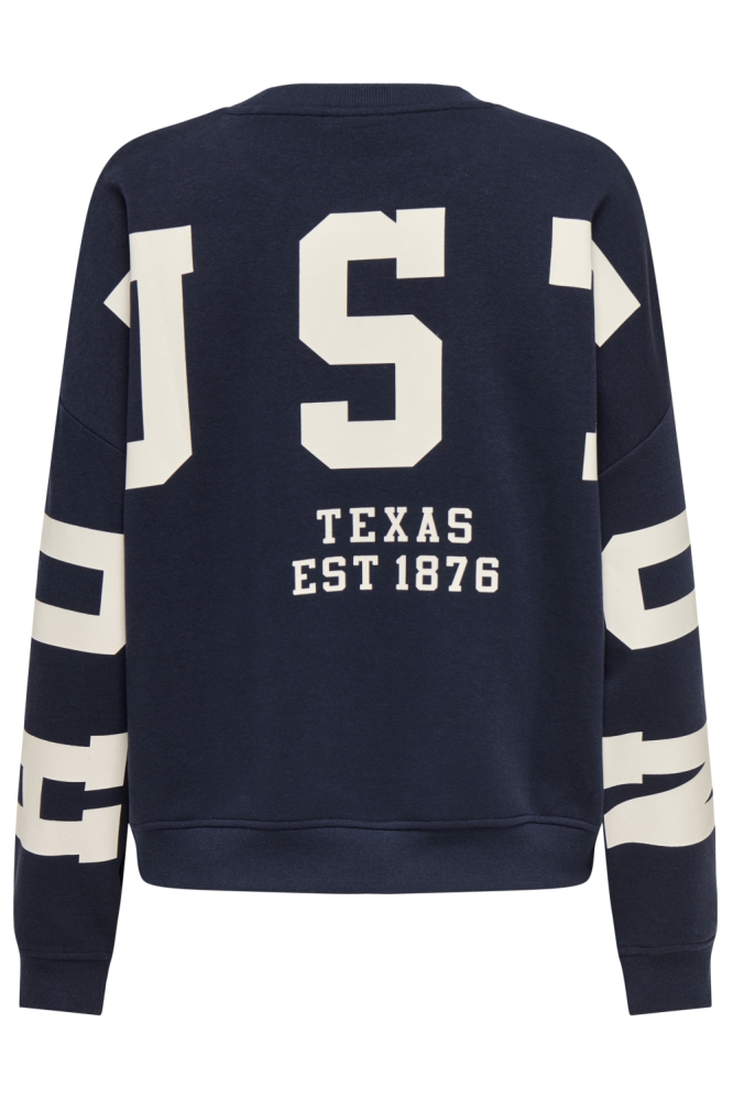 Only blauwe dames sweater | Achteraanzicht