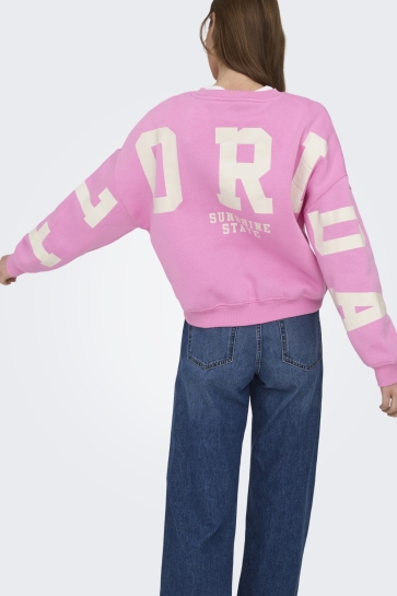 Only onlsweat l/s back/sleeve print swt Roze