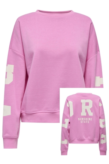 Only ONLSWEAT L/S BACK/SLEEVE PRINT SWT 15356793 FUCHSIA PINK/BIRCH FLOR